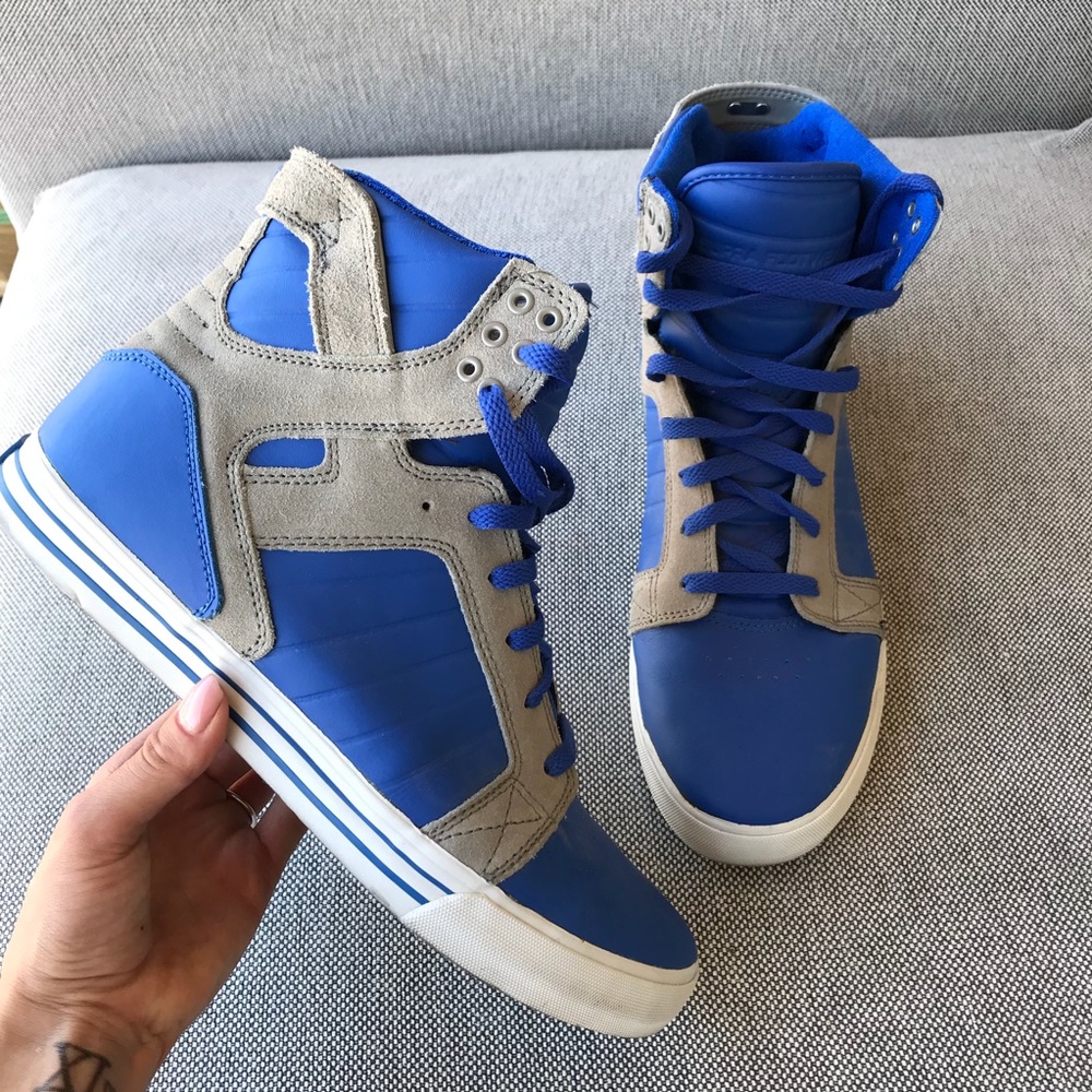 Supra Blue and Gray High-Top Sneakers